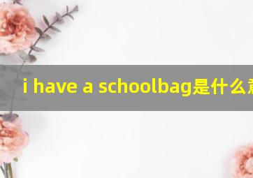 i have a schoolbag是什么意思